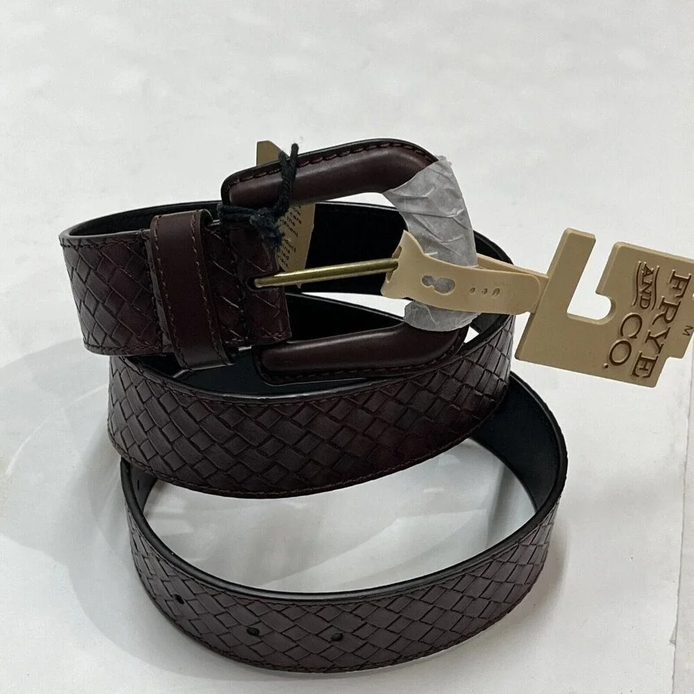 Frye‎ Co Belt Womens M Brown Faux Leather Woven Pattern Casual Western Rodeo